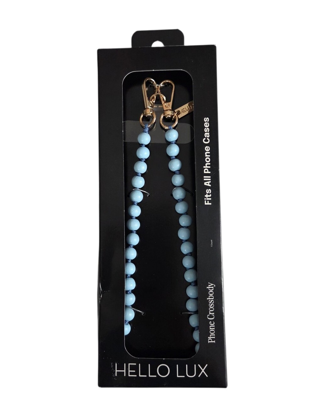 🔥4/$20 Hello Lux Wood Bead Phone Crossbody Strap NEW Blue -Fits All Phone Cases